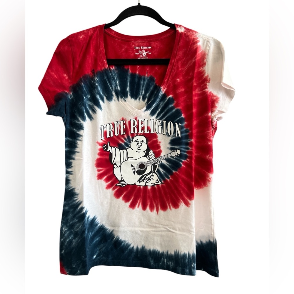 True Religion Red,White and Blue Tie-Dye T-Shirt Size Large
